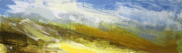 319 'Towards the Mamores, a showery summers day', Acrylic & Pastel, 2014, 76 x 23 cm