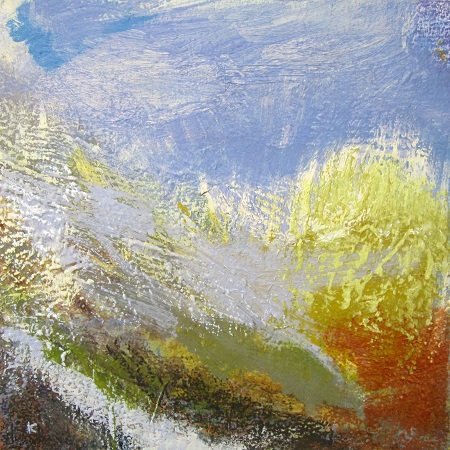 349 ' Winter afternoon, the Luss Hills', Acrylic &Pastel, 2015, 30 x 30 cm