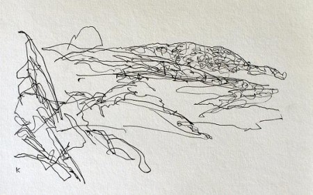 ‘Suilven, from the coast’, Pen, 2009, 18 x 12.5 cm