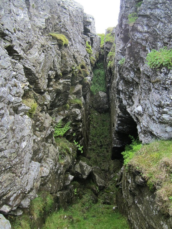 Rock crevice near the summit of Beinn Bhreac near Loch Lomond