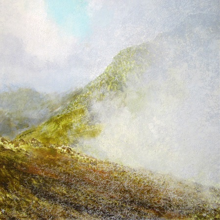328 'Approaching Stob Dubh, Glen Coe', Acrylic & Pastel, 2014, 80 x 80 cm