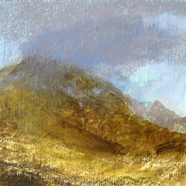 369 'Cloud breaking from Cir Mhor, Glen Rosa, Isle of Arran', Acrylic & Pastel, 2016, 30 x 30 cm