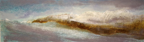382 'Towards Ben Lomond, winter', Acrylic & Pastel, 2017, 76 x 23 cm