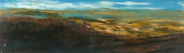 38 'Overlooking Strath Earn, October', Acrylic & Pastel, 76 x 23 cm
