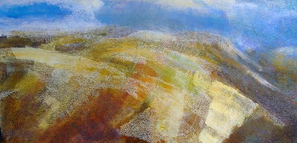"Upland scene", acrylic and pastel, 2008. 200 x 100cm  Ref: 83