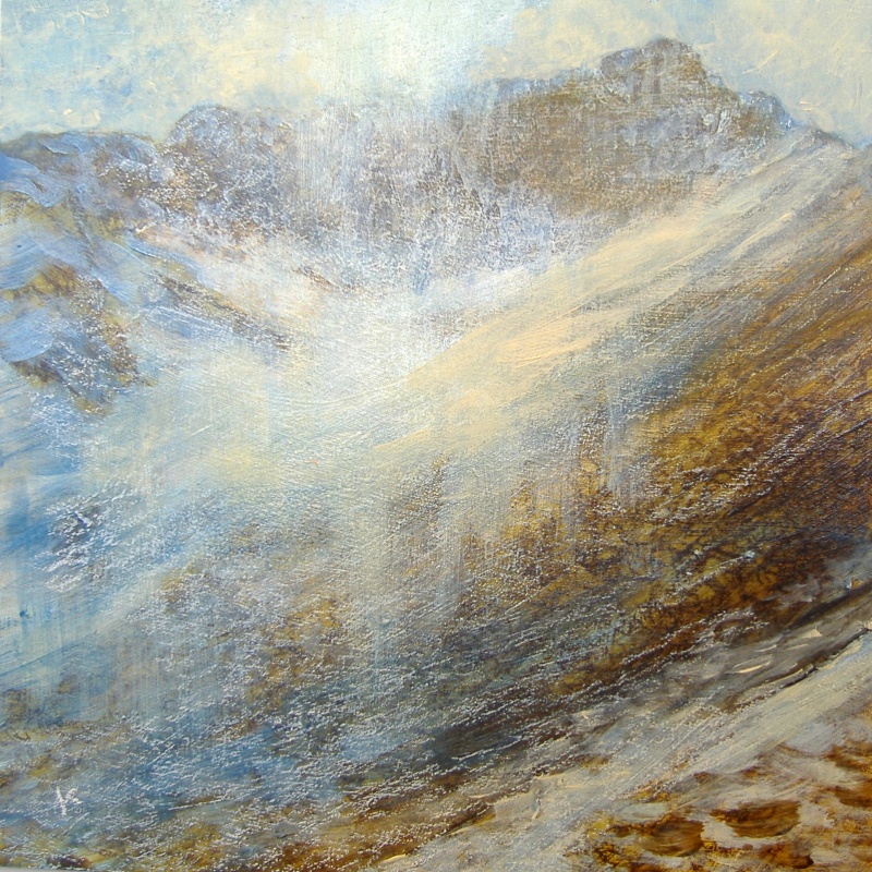 on-the-east-ridge-of-ben-lui-spring-acrylic-pastel-2011-30-x-30-cm