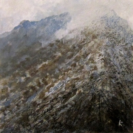 'Approaching Am Bodach, the Mamores', Acrylic & Pastel, 2014, 30 x 30 cm.jpg