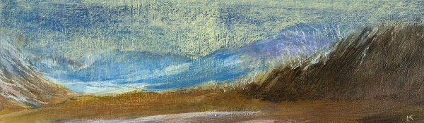 36 'Above Loch Turret, winter', Acrylic & Pastel, 76 x 23 cm
