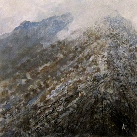 315 'Approaching Am Bodach, the Mamores', Acrylic & Pastel, 2014, 30 x 30 cm
