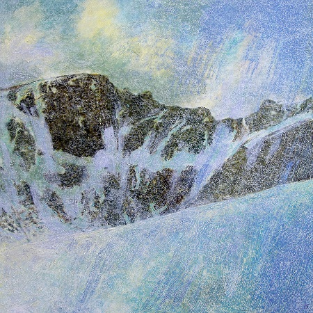 107 'Coire an t'Sneachda, the Cairngorms', Oil, Acrylic & Pastel, 2009, 88 x 88 cm