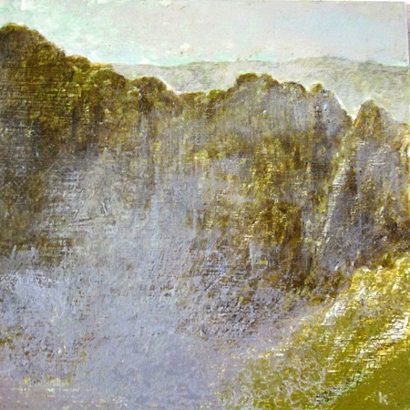 289 'Breaking mists, Isle of Arran', Acrylic & Pastel, 2013, 30 x 30 cm