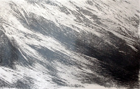 3 'Below Goat Fell, winter', Graphite pencil on paper, 2013, 125 x  80 cm