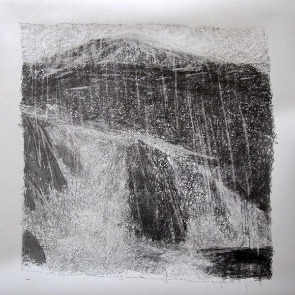 304 ' Snow, rock and water, Harris, May', Graphite on paper, 2013, 70 x 70 cm