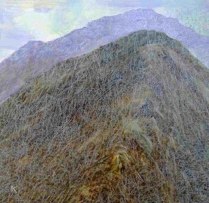 55 'Approaching Am Bodach', Acrylic & Pastel, 2007, 30 x 30cm