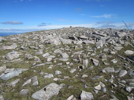 The rock strewn summit of Meall Garbh