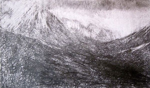 'The Saddle from glen Rosa, Isle of Arran', Graphite on paper, 125 x 75 cm