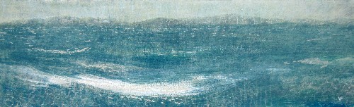 'Crossing to Harris, a damp April evening', Acrylic & Pastel,  76 x 23 cm, RP £720