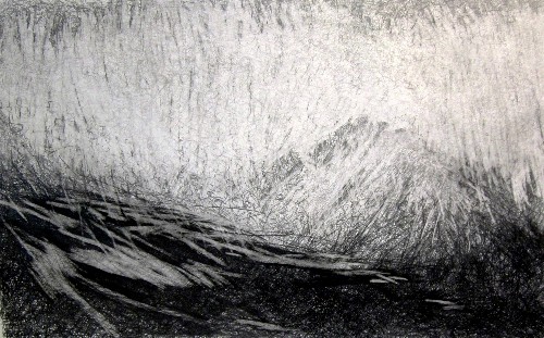 'January morning, Glen Rosa, Isle of Arran', Graphite on paper, 125 x 80 cm