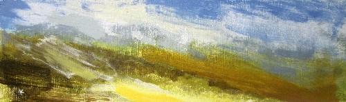'Towards the Mamores, a showery summers day', Acrylic & Pastel,  76 x 23 cm