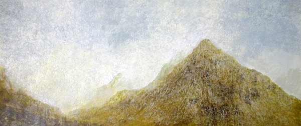 'A damp morning, Buachaille Etive Beag, Glen Coe', Acrylic and Pastel, 2014, 122 x 61 cm