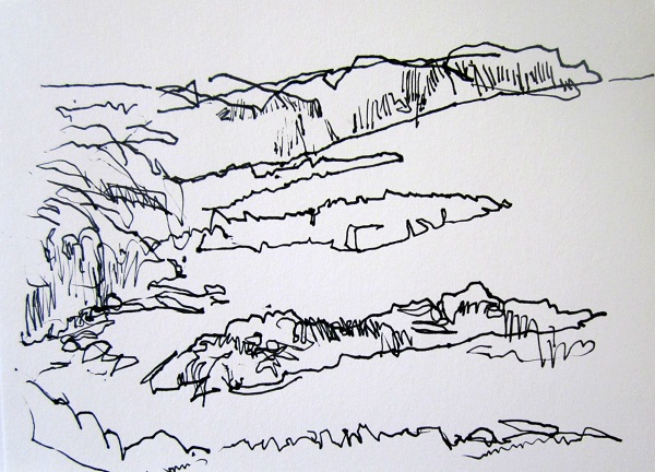 'Sutherland coastline sketch', Pen, 2012, 210 x 148 mm