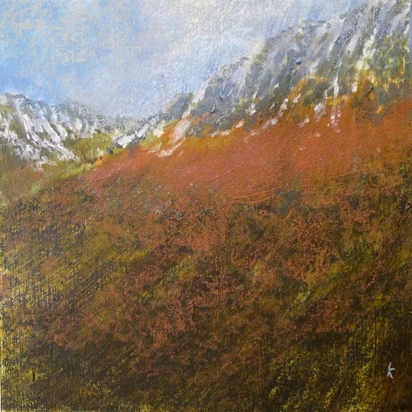 356 'Below Beinn Dorain, dusk, January', Acrylic & Pastel,  2015, 30 x 30 cm